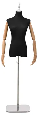 Zdjęcie produktu dla Manekin regulowany, wysokość 165-213 cm, damski, wykonany z tworzywa PP, kolor czarny