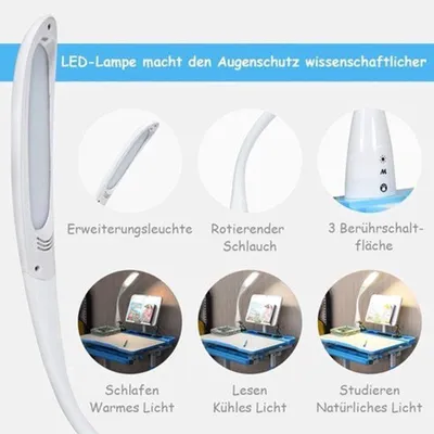 Immagine prodotto di Scrivania per bambini, regolabile in altezza, con lampada, inclinabile, in legno, colore blu