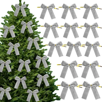 Immagine prodotto di 24 pezzi di decorazioni natalizie in velluto, ornamenti a fiocco in velluto per l'albero di Natale, per uso interno, Natale, casa, decorazioni eleganti