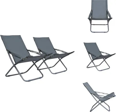 Produktbild von vidaXL Klappbare Strandstühle 2 Stk. Stoff Grau -  Gartenstühle
