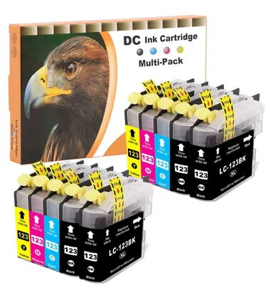 Image de Lot de 10 cartouches d'imprimante compatibles D&C, compatibles avec les modèles Brother LC-123 LC123 XL, pour les imprimantes MFC-J6520DW, MFC-J6720DW, MFC-J6920DW, MFC-J870DW, DCP-J132W, DCP-J152W, DCP-J172W, DCP-J4110DW, DCP-J552DW, DCP-J752DW, MFC-J245, J4410DW