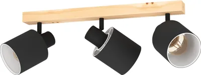 Immagine prodotto di EGLO lampada da soffitto Batallas, plafoniera, faretto da soffitto in legno, tessuto, metallo, lampada da soggiorno in naturale, nero, bianco, lampada da camera da letto, E27
