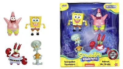 Zdjęcie produktu dla SpongeBob Jada figurki metalowe 6,5 cm kolekcjonerskie 4 sztuki