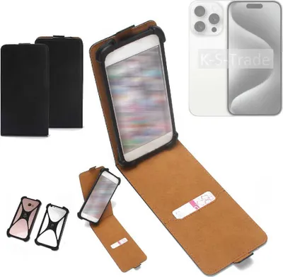 Produktbild von K-S-Trade Handyhülle Schutzhülle kompatibel mit Apple iPhone 15 Pro Hülle Case Cover Flip Style Bumper schwarz 1x