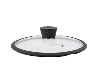 Produktbild von Glasdeckel 20 cm mit Silikonrand - Topfdeckel & Pfannendeckel mit Dampfloch Schwarz