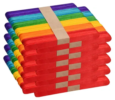 Productafbeelding van 500 stuks kleurrijke houten stokjes om te knutselen, ijsstokjes van hout, knutselhout voor kinderen, handwerk