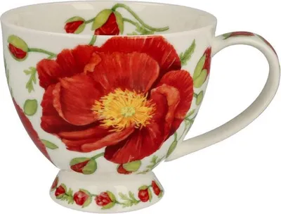 Produktbild von Dunoon Becher, Tasse Skye auf Fuß PAPAVER Mohn für 450ml weiß bunt Formano WA