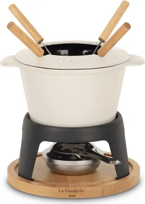 Immagine prodotto di Enameled cast iron fondue pot - LA FONDERIE 1890 - MONT JOLY - 1.2 L - Serves 4 - Beige