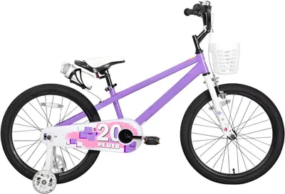 Productafbeelding van Kinderfiets 45 cm – Kinderfiets voor kinderen van 3 tot 12 jaar – Met lichtgevende stabilisatorwielen en zelfklevende stickers – Lila