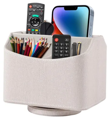 Produktbild von 360° drehbarer Fernbedienungshalter, 5-teiliger multifunktionaler Nachttisch-Organizer aus Kunstleder, Schreibtisch-Organizer, iPad-Aufbewahrungsbox