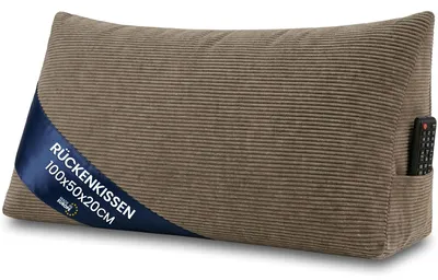 Produktbild von Keilkissen Rückenkissen Lesekissen für Bett Sofa & Couch Braun Cord 100 cm