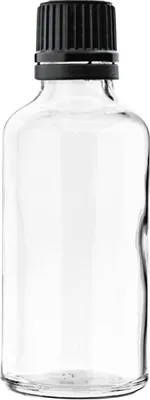 Produktbild von Farblose Glasflasche 5 ml mit schwarzem Tropfer, Gewinde 18/415