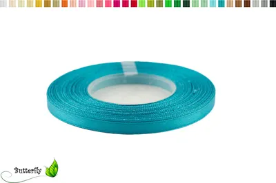 Produktbild von Satinband 6mm x 32m Rolle, Farbe:094 türkis