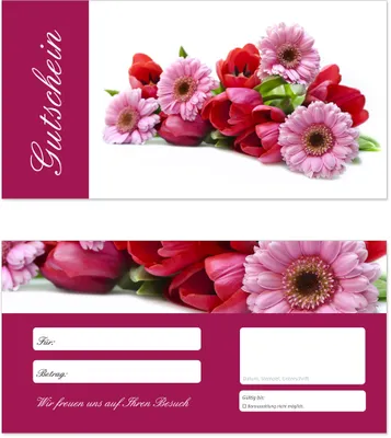 Produktbild von 50 Stück Geschenkgutscheine (Blumen-607) - Gutscheinkarten Gutscheine für Bereiche Wellness, Erholung, Entspannung oder Kosmetik, Reisen, Gärtnerei, Blumengeschäfte ...