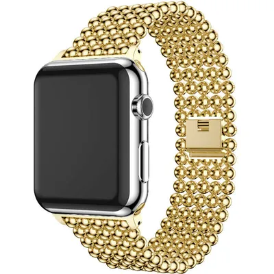 Produktbild von Strap-it Apple Watch Stahlperlenarmband (Gold)