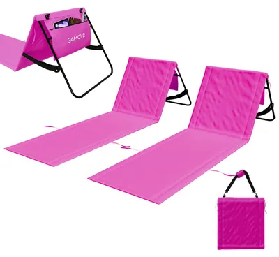 Produktbild von 24MOVE® Strandmatte 2er Set klappbar mit Rückenlehne, Strandliege mit Gurt, tragbar für Strand und Garten, Liegematte rosa
