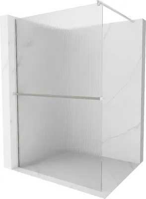 Image de Mexen Kioto+ paroi de douche avec étagère Walk-in 130 x 200 cm, mat, nickel brossé - 800-130-121-97-09