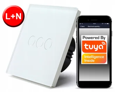 Produktbild von TUYA WiFi Touch Switch 3 Farben weiß # L+N