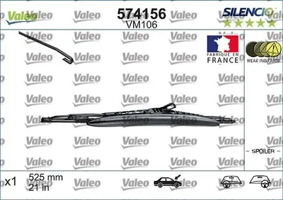 Produktbild von Valeo 1913139, Scheibenwischerblatt, Schwarz, Gummi, Karton mit Aufhänger, Frankreich