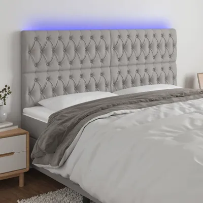 Produktbild von The Living Store LED Kopfteil Hellgrau 200x7x118/128 cm Stoff