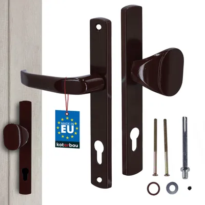 Produktbild von KOTARBAU® Türdrücker-Türknauf Satz 90 mm Langschild Braun Profilzylinder für Türen Tore Pforten