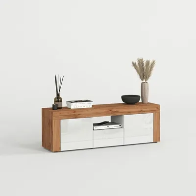 Produktbild von Modernes TV-Lowboard mit Türen und Schublade Nyrka - Weiß