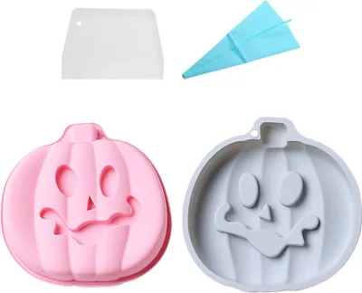 Obrázok produktu pre 2 balenia 8 palcových halloweenských 3D tekvicových silikónových foriem na aromaterapeutické sviečky čokoládový puding dezert želé ručne vyrobené mydlo Cupcake Topper