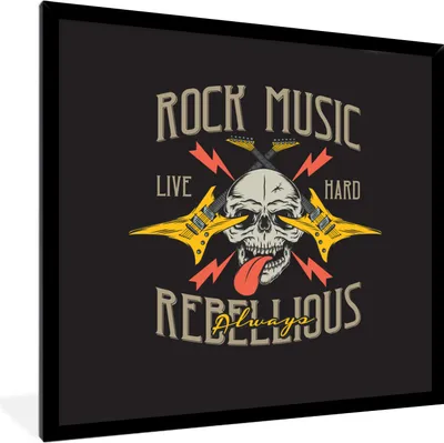 Produktbild von MuchoWow® MuchoWow® Gerahmtes Poster Vintage - Gitarre - Totenkopf 40x40 cm - Poster mit zchwarzem Bilderrahmen - Mit Rahmen - Wanddekoration Schlafzimmer