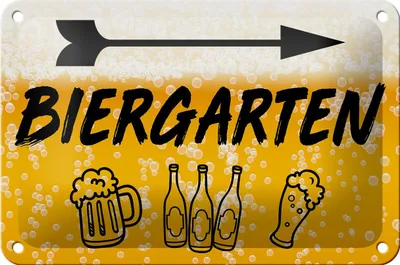 Produktbild von Blechschild 18x12cm Biergarten rechts Bier Schild