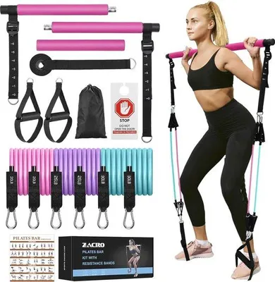 Produktbild von Pilates-Trainingsbar mit Verstelbarriemen, Widerstandsbändern, Pilates-Trainingsbar mit deuranker