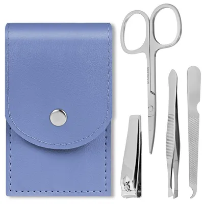 Produktbild von Maniküre & Pediküre Set 4-teilig Edelstahl Poliert mit Etui Blau