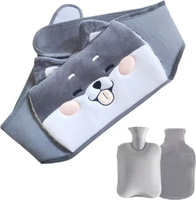 Produktbild von Wärmflaschengürtel, 1L Wärmflasche Gürtel 3 in 1 Tragbar PVC Wärmflasche, Wärmeflasche mit weichem Bezug und Taillen-Bezug, für Nacken und Schulter Rücken Beine