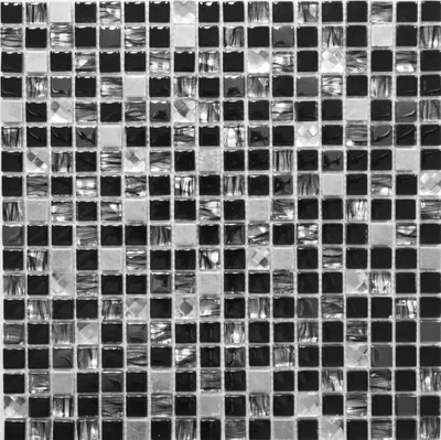 Produktbild von Mosaikfliese Transluzent Edelstahl schwarz Glasmosaik Crystal Stahl schwarz Glas MOS92-0304