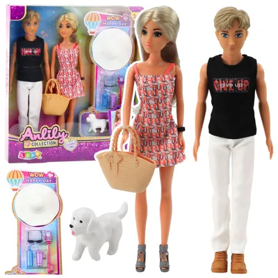 Produktbild von Anlily Puppenset: Mädchen mit Jungenhut und Hundezubehör