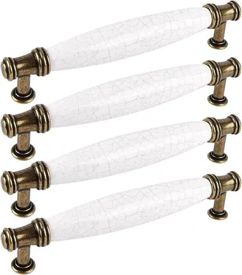 Produktbild von Antike Küchen- und Schreibtischgriffe aus Vintage-Marmor, 128mm, für Küchentüren, Schreibtisch und Holzdeuren