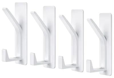 Produktbild von Selbstklebende Kleiderhaken, extra starke selbstklebende Metallhaken, weiße Türhaken, selbstklebende Handtuchhaken, bohrfreie Handtuchhalter für Bad, Küche und Wohnzimmer