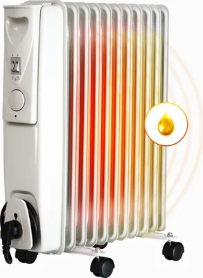 Produktbild von Ölheizung elektrisch 2500W Ölradiator Elektroheizung 11 Lamellen mobiler Elektroheizkörper Heizgerät Thermostat Ölheizer