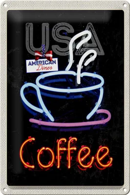 Produktbild von Blechschild Reise 20x30cm USA Amerika Kaffee Tee Kuchen Urlaub