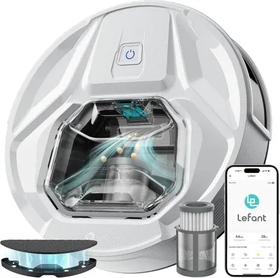 Immagine prodotto di Aspirapolvere robot M320, 3-in-1 con funzione di lavaggio, 6000Pa, navigazione precisa, serbatoio della polvere trasparente da 800 ml, autonomia di 210 minuti, senza fili e controllabile tramite app, ideale