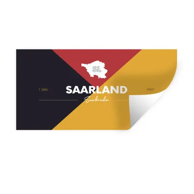 Obrázok produktu pre MuchoWow® Nálepka na stenu - Mapa - Sársko - Vlajka - 40x20cm - Samolepiaca a polohovateľná