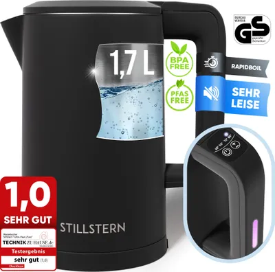 Produktbild von Stillstern Wasserkocher mit Temperatureinstellung [1,7L | 40-55-70-85-100°C], 12 Std. Warmhalten, Präzisionsausguss aus Edelstahl, Anti-Fingerprint, Schnelles Aufheizen [2200W], Leise, Stabiler Halt