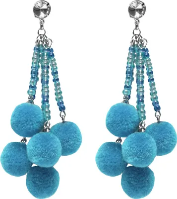 Produktbild von Ohrstecker mit Pompons in verschiedenen Farben Farbe - Hellblau