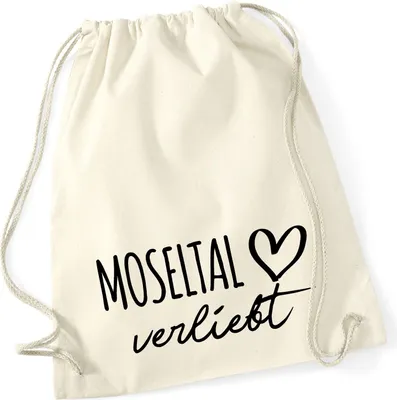 Produktbild von Huuraa Turnbeutel Moseltal verliebt 12 Liter Natural Baumwolle Rucksack Geschenkidee