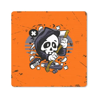 Produktbild von MuchoWow® Mauspad Mousepad Jahrgang - Skelett - Skateboard 20x20 cm - Mousepads - Maus Mat - Pad - Mausunterlage - Desk Mat - Bureauartikeln