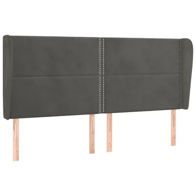 Produktbild von vidaXL Kopfteil mit Ohren Dunkelgrau 183x23x118/128 cm Samt