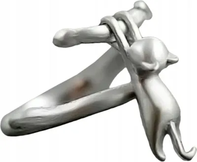 Image de Bague réglable en argent pour dames cadeau universel chat tombant