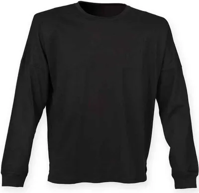 Obrázok produktu pre SF - Tričko s nápisom "Slogan" na ramenách pre mužov/dámy Uni s dlhým rukávom PC6039 (XXS) (Black)