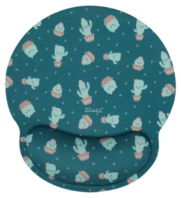 Productafbeelding van WONDEE Mr. Wonderful muismat met polssteun, groen cactusthema
