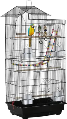 Produktbild von PawHut Vogelkäfig 46 x 36 x 100 cm mit 4 Futternäpfen und 3 Sitzstangen, geeignet für Wellensittiche, Nymphensittiche, Sittiche, Finken und Kanarienvögel