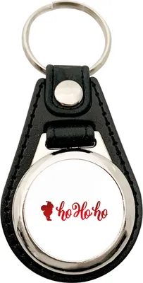 Produktbild von Huuraa Schlüsselanhänger Santa Claus Ho Ho Ho Metall mit Kunstleder Schlüsselring Einkaufswagenchip Geschenkidee